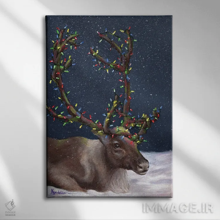 تابلو دکوراتیو گوزن شمالی ۲ اثر کایرا ویلسون - نمای روبهرو روی دیوار