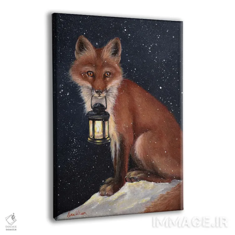 تابلو دکوراتیو روباه و فانوس اثر کایرا ویلسون - نمای پرسپکتیو محصول