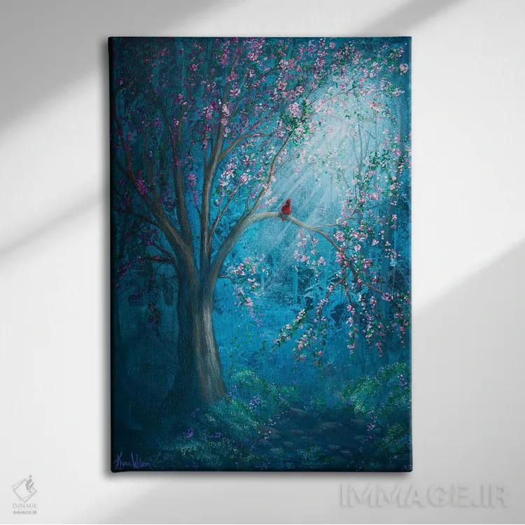 تابلو دکوراتیو شکوفه اثر کایرا ویلسون - نمای روبهرو روی دیوار