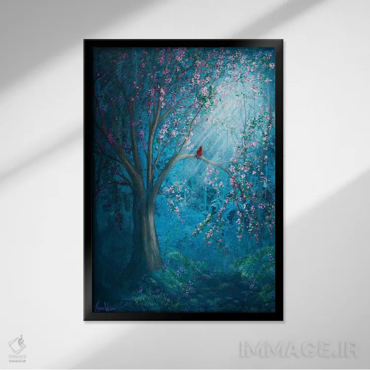 تابلو دکوراتیو شکوفه اثر کایرا ویلسون - نمای قابدار مشکی