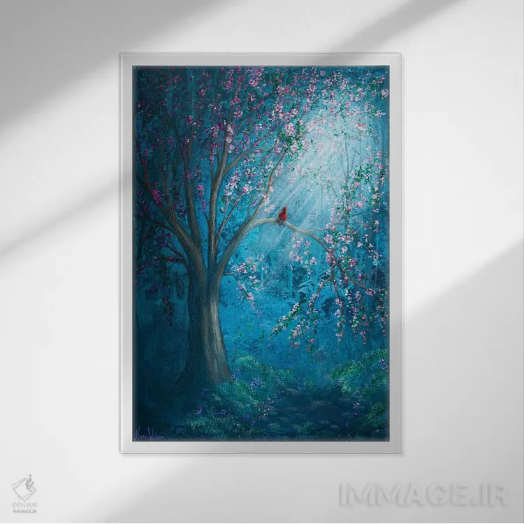 تابلو دکوراتیو شکوفه اثر کایرا ویلسون - نمای قابدار سفید