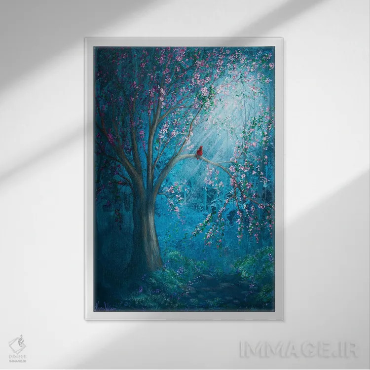 تابلو دکوراتیو شکوفه اثر کایرا ویلسون - نمای قابدار سفید