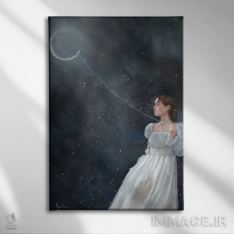 تابلو دکوراتیو پرواز کن به سوی ماه اثر کایرا ویلسون - نمای روبهرو روی دیوار