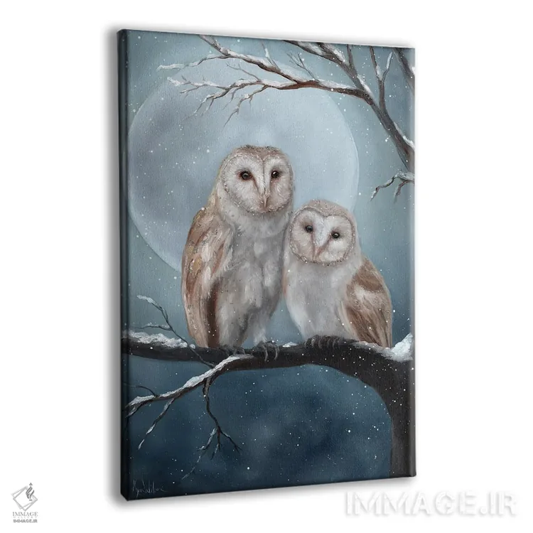 تابلو دکوراتیو دو جغد ساعت اثر کایرا ویلسون - نمای پرسپکتیو محصول