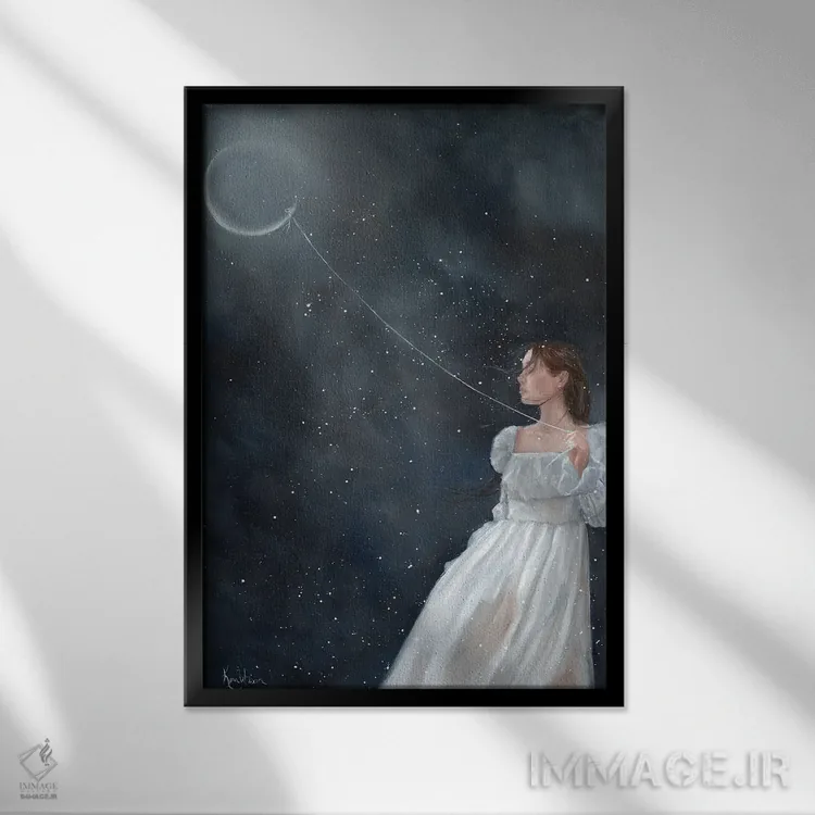 تابلو دکوراتیو پرواز کن به سوی ماه اثر کایرا ویلسون - نمای قابدار مشکی