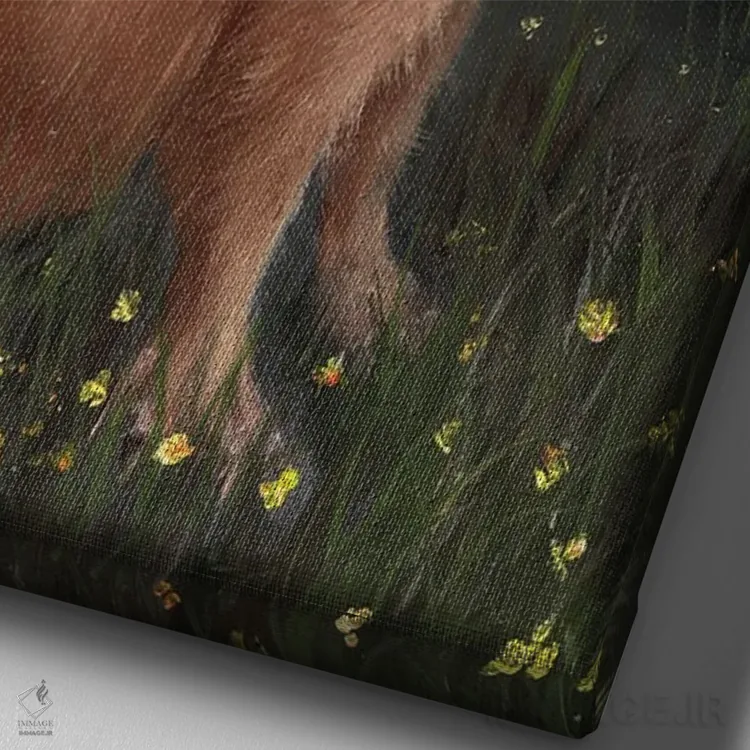 تابلو دکوراتیو کاپیبارا اثر کایرا ویلسون - نمای نزدیک بافت بوم