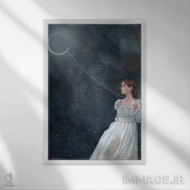 تابلو دکوراتیو پرواز کن به سوی ماه اثر کایرا ویلسون - نمای قابدار سفید