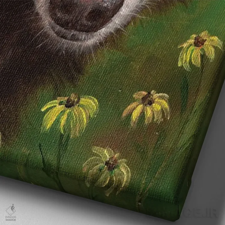 تابلو دکوراتیو گورکن اثر کایرا ویلسون - نمای نزدیک بافت بوم