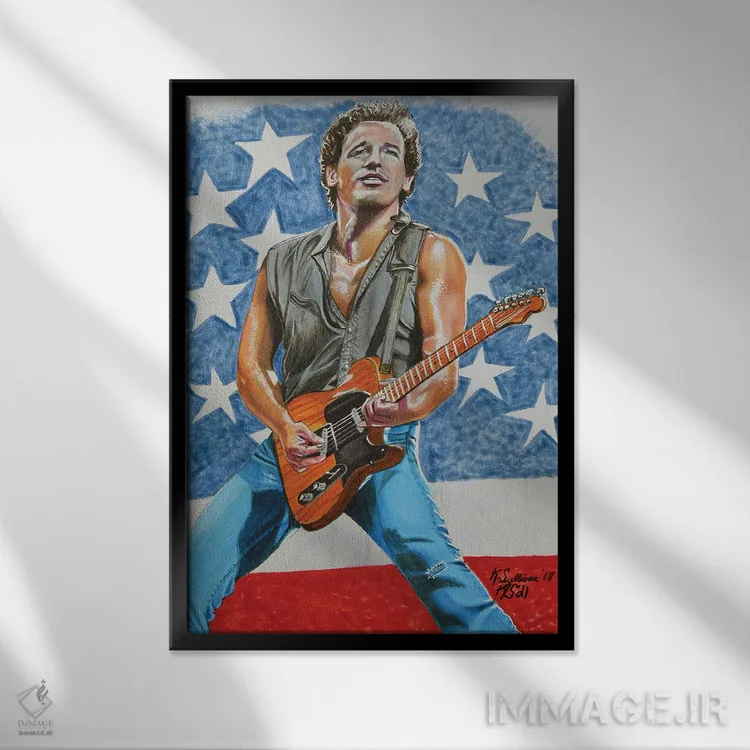 تابلو دکوراتیو بروس اسپرینگستین اثر کتی سالیوان - نمای قابدار مشکی