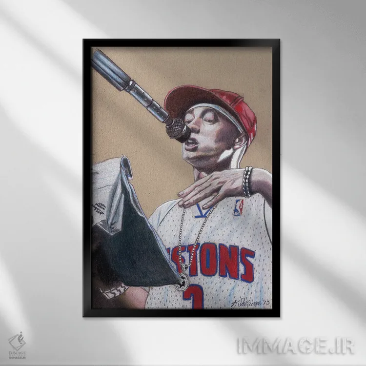 تابلو دکوراتیو امینم اثر کتی سالیوان - نمای قابدار مشکی