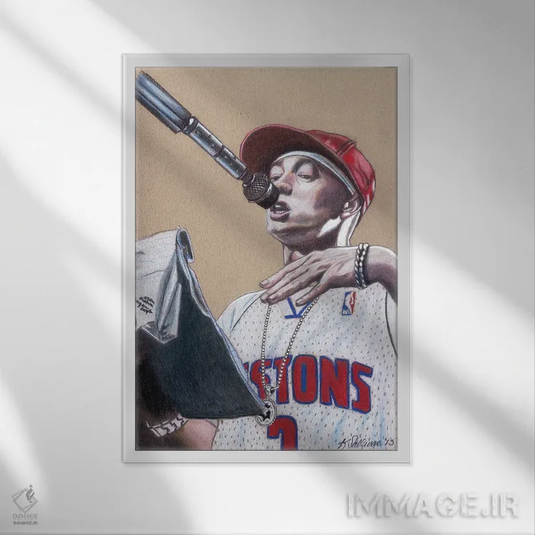 تابلو دکوراتیو امینم اثر کتی سالیوان - نمای قابدار سفید