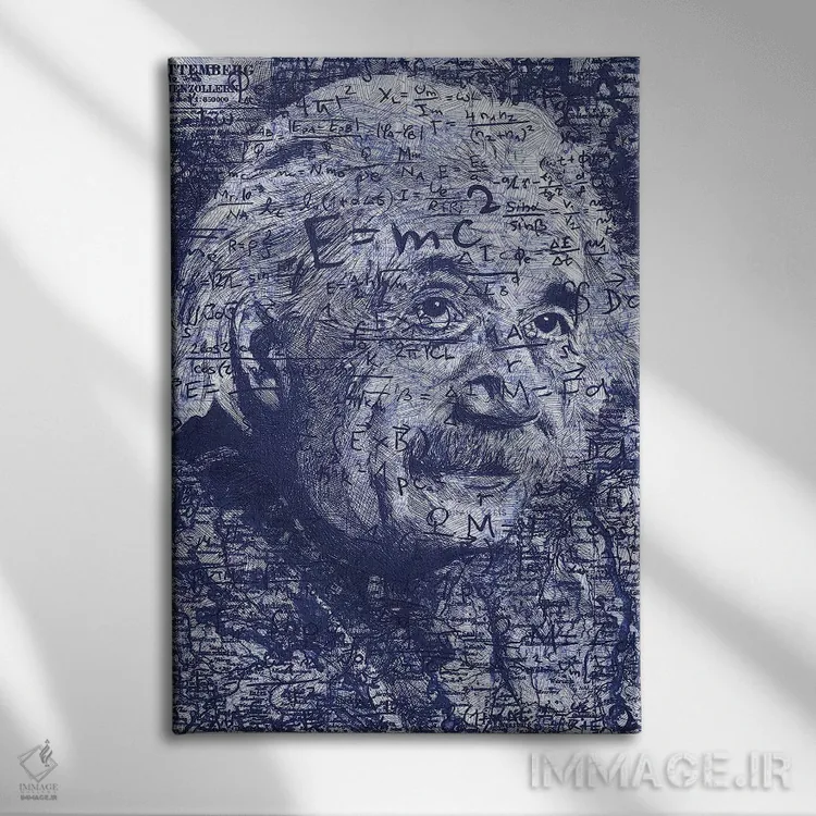 تابلو دکوراتیو آلبرت اینشتین اثر کایل ویلیس - نمای روبهرو روی دیوار