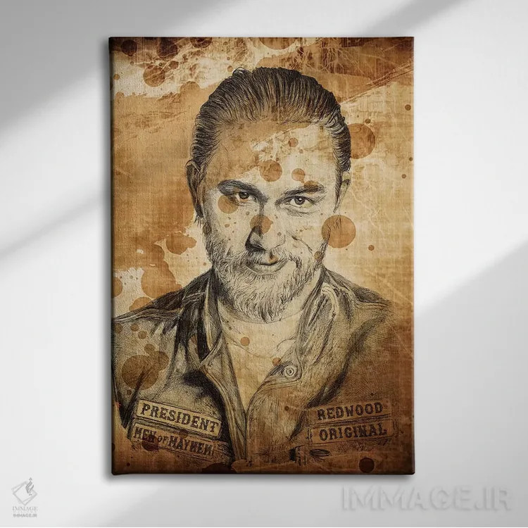 تابلو دکوراتیو جکس از سریال "فرزندان هرج و مرج" با خودکار اثر کایل ویلیس - نمای روبهرو روی دیوار