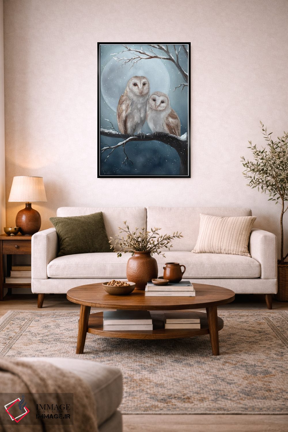 تابلو دکوراتیو دو جغد ساعت اثر کایرا ویلسون - D5B