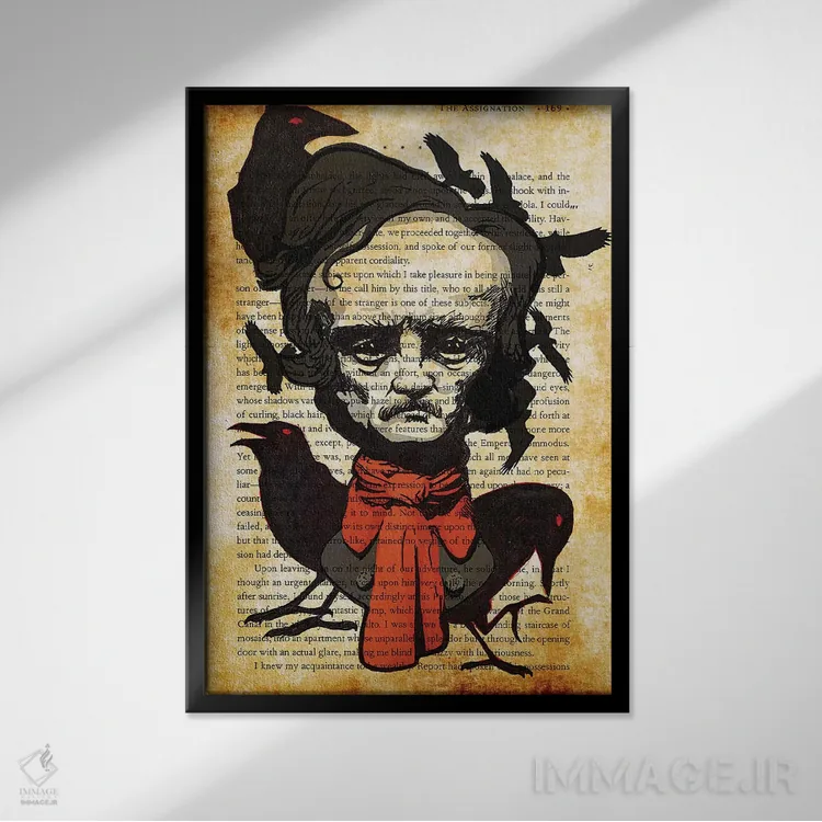 تابلو دکوراتیو ادگار آلن پو اثر کایل ویلیس - نمای قابدار مشکی