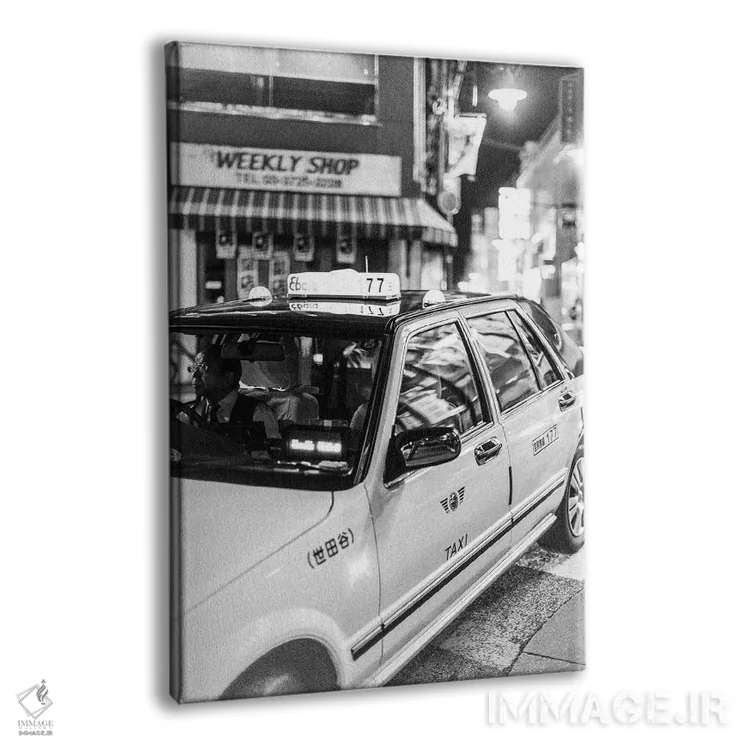 تابلو دکوراتیو تاکسی به سیاه و سفید اثر کنزو ایجیری - نمای پرسپکتیو محصول