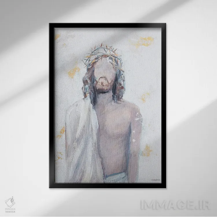 تابلو مدرن تاج خار اثر مکنزی کیسل - نمای قابدار مشکی