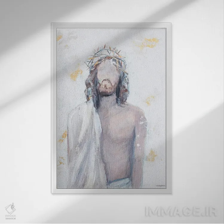 تابلو مدرن تاج خار اثر مکنزی کیسل - نمای قابدار سفید