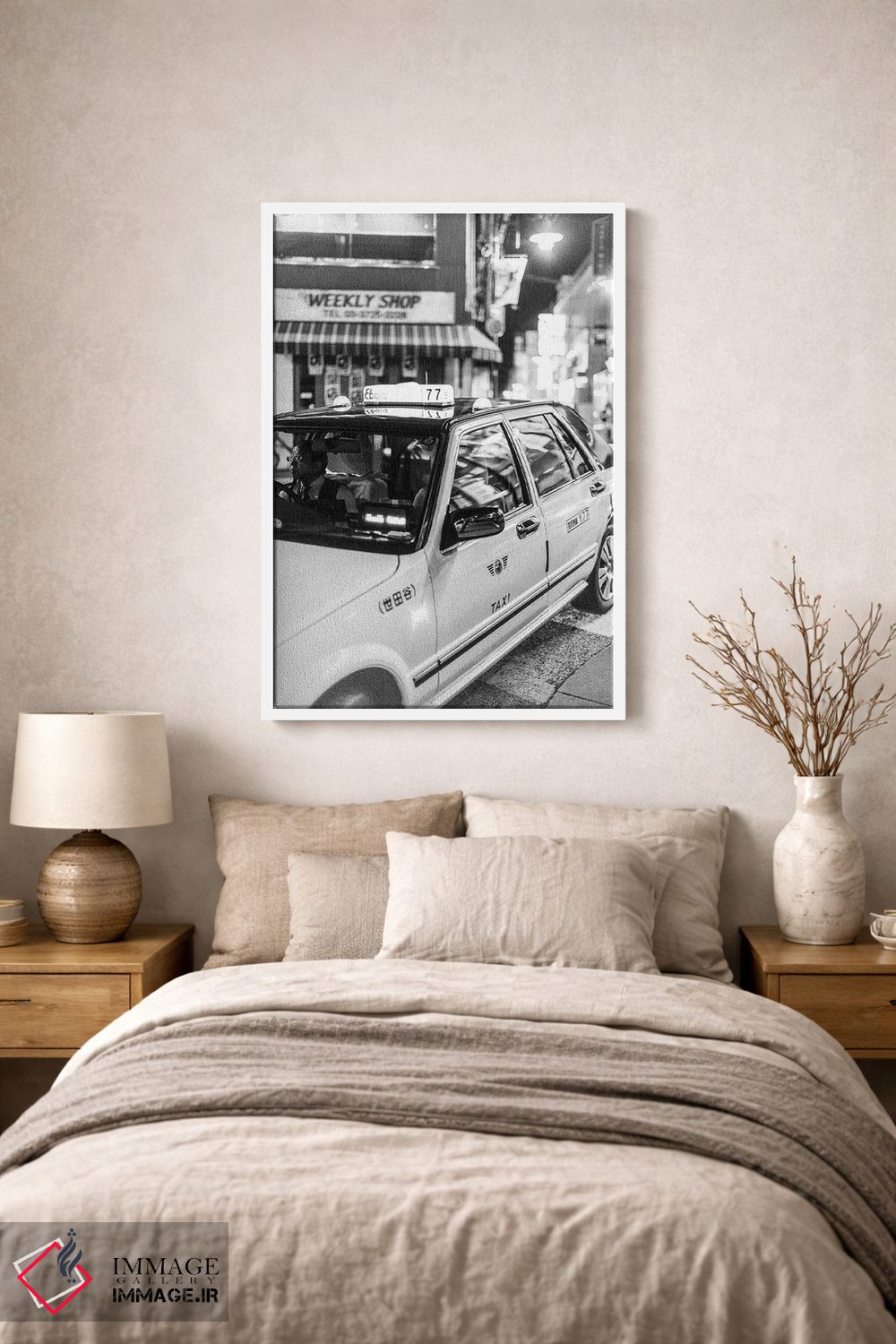 تابلو دکوراتیو تاکسی به سیاه و سفید اثر کنزو ایجیری - D1W