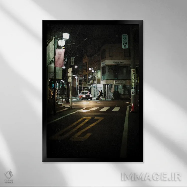 تابلو دکوراتیو تاکسی به گذشته اثر کنزو ایجیری - نمای قابدار مشکی