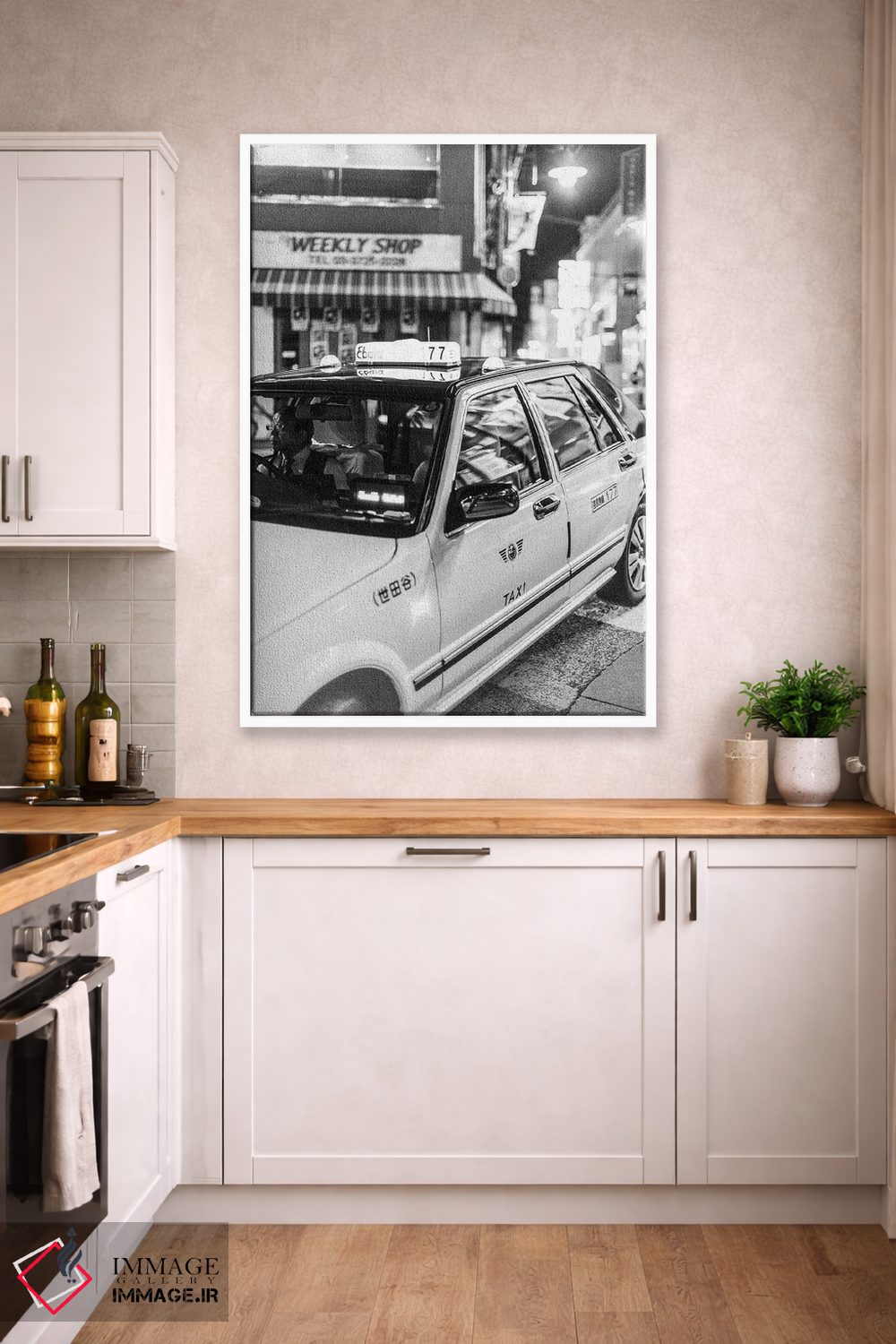تابلو دکوراتیو تاکسی به سیاه و سفید اثر کنزو ایجیری - D4W