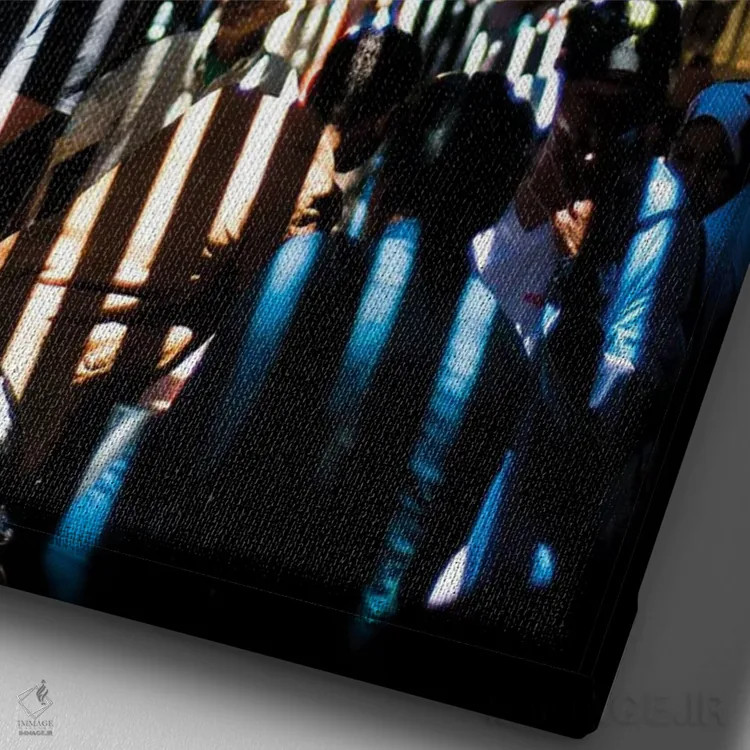 تابلو دکوراتیو رنگ های اسرارآمیز و آوازهای بازار اثر کنزو ایجیری - نمای نزدیک بافت بوم