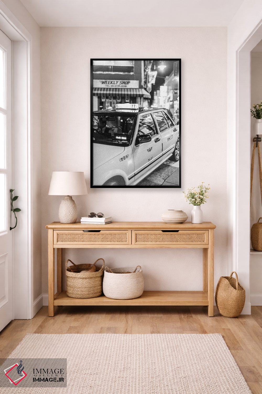 تابلو دکوراتیو تاکسی به سیاه و سفید اثر کنزو ایجیری - D6B