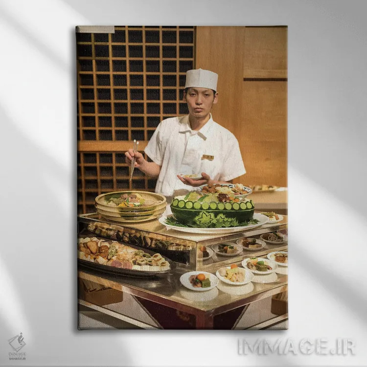 تابلو دکوراتیو مرد غذا اثر کنزو ایجیری - نمای روبهرو روی دیوار
