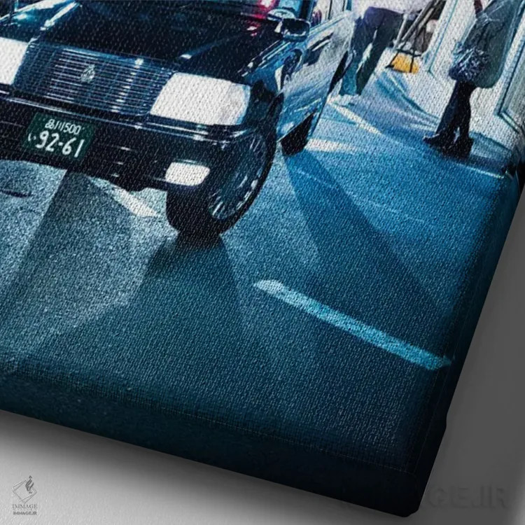 تابلو دکوراتیو چراغ های تاکسی آبی اثر کنزو ایجیری - نمای نزدیک بافت بوم