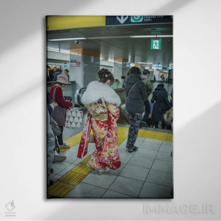 تابلو دکوراتیو گیشای مدرن ۲ اثر کنزو ایجیری - نمای روبهرو روی دیوار