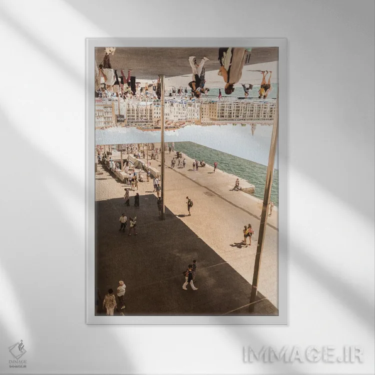 تابلو دکوراتیو بندر قدیمی مارسی ۵ اثر کنزو ایجیری - نمای قابدار سفید