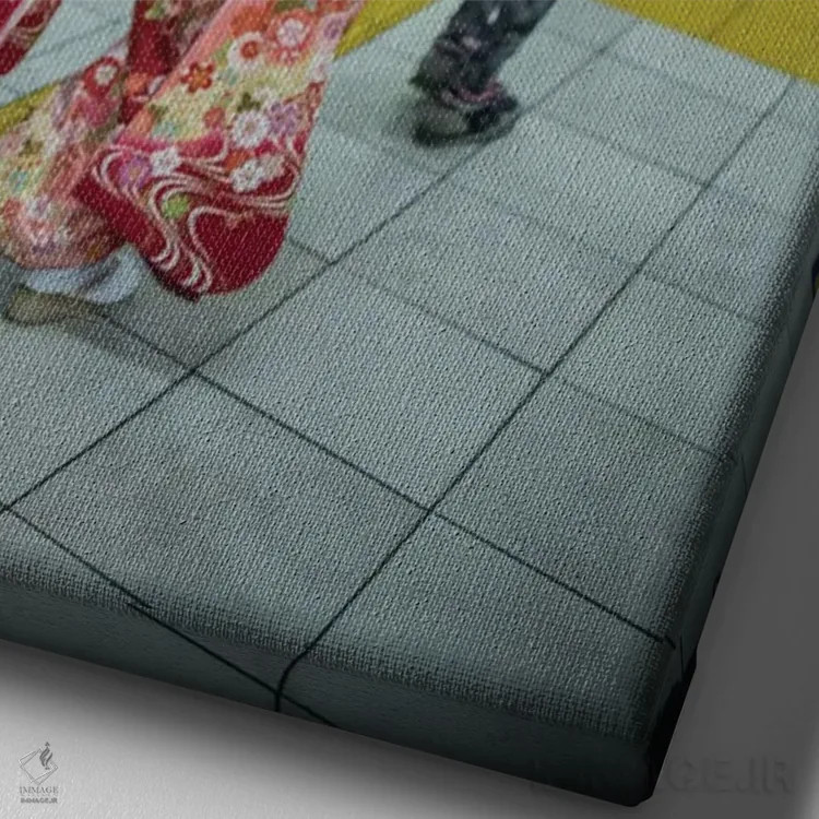 تابلو دکوراتیو گیشای مدرن ۲ اثر کنزو ایجیری - نمای نزدیک بافت بوم