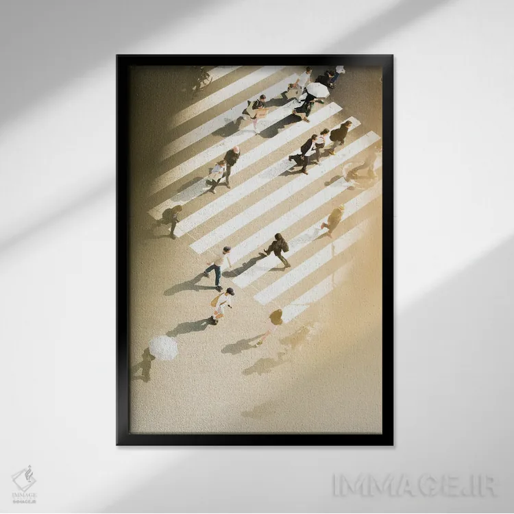 تابلو دکوراتیو تقاطع شیبویا ۱ اثر کنزو ایجیری - نمای قابدار مشکی