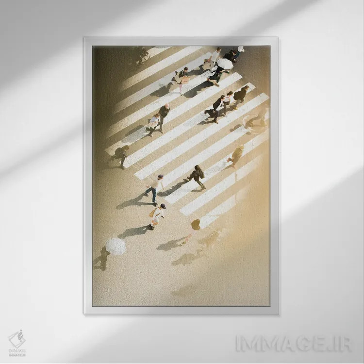 تابلو دکوراتیو تقاطع شیبویا ۱ اثر کنزو ایجیری - نمای قابدار سفید