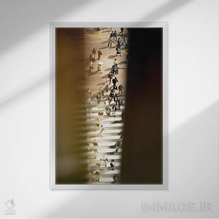 تابلو دکوراتیو تقاطع شیبویا ۳ اثر کنزو ایجیری - نمای قابدار سفید