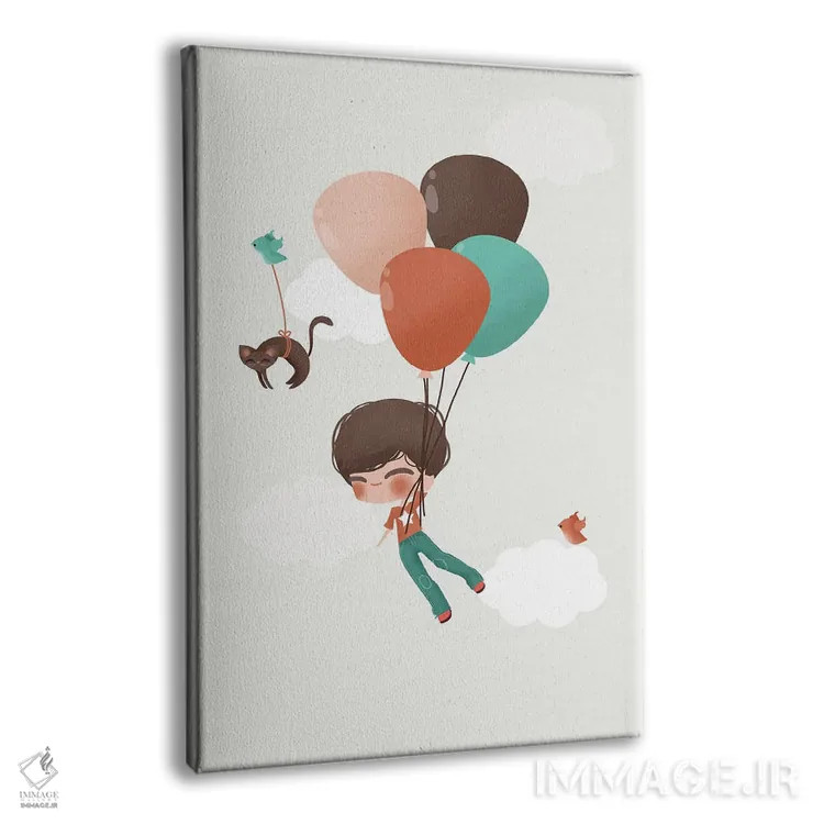 تابلو مینیمال پسر در میان ابرها اثر کانزیلو - نمای پرسپکتیو محصول