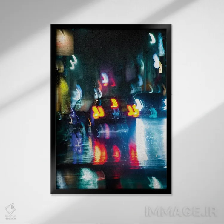 تابلو دکوراتیو سری تاکسی خیس ۴ اثر کنزو ایجیری - نمای قابدار مشکی