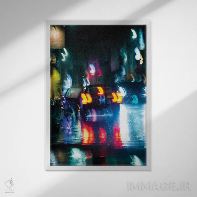 تابلو دکوراتیو سری تاکسی خیس ۴ اثر کنزو ایجیری - نمای قابدار سفید