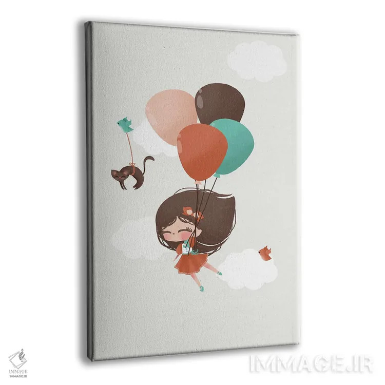 تابلو مینیمال دختر میان ابرها اثر کانزیلو - نمای پرسپکتیو محصول