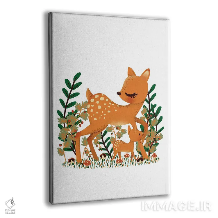 تابلو دکوراتیو گوزن ماده و فرزندش اثر کانزیلو - نمای پرسپکتیو محصول