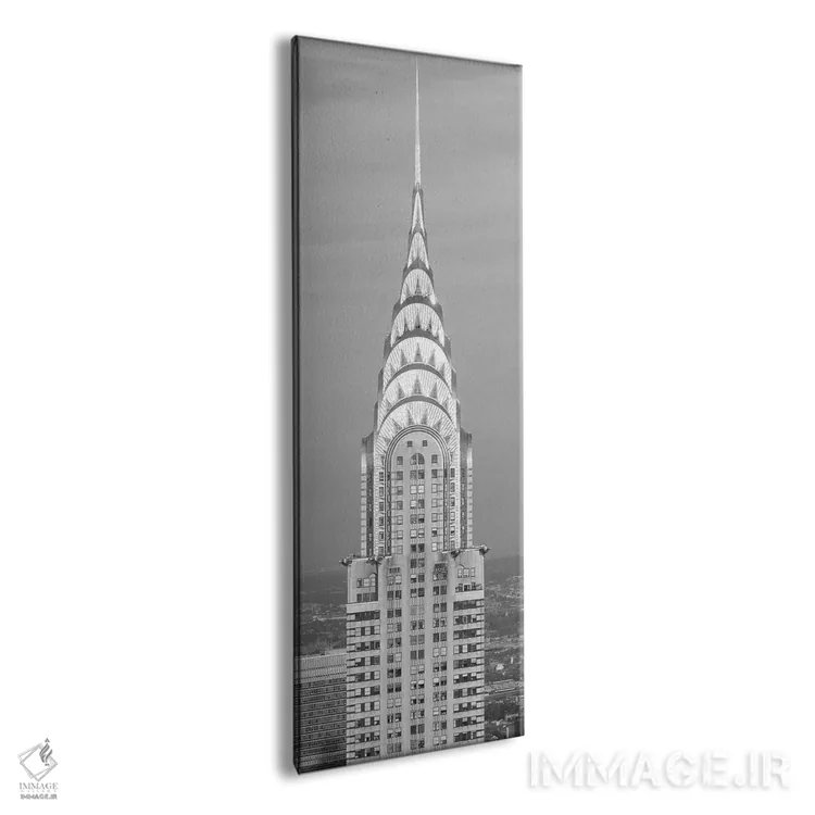 تابلو دکوراتیو نمای نزدیک از ساختمان کرایسلر در غروب اثر پانورامیک ایمجز - نمای پرسپکتیو محصول