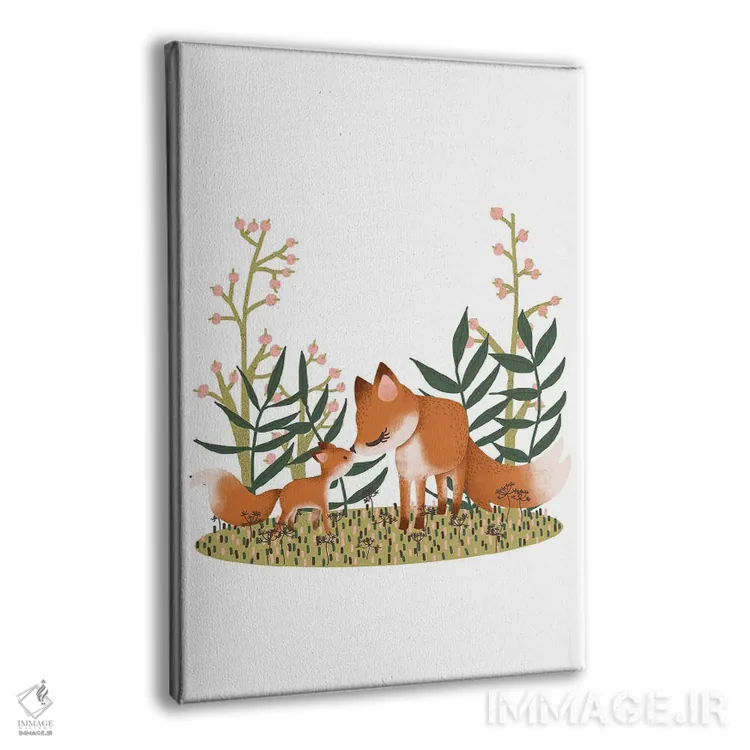 تابلو دکوراتیو روباه مادر و بچه اش اثر کانزیلو - نمای پرسپکتیو محصول