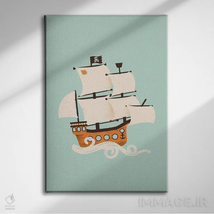 تابلو مینیمال کشتی دزدان دریایی اثر کانزیلو - نمای روبهرو روی دیوار