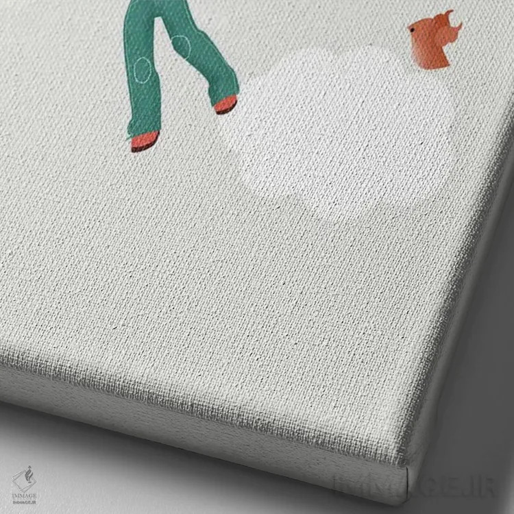 تابلو مینیمال پسر در میان ابرها اثر کانزیلو - نمای نزدیک بافت بوم