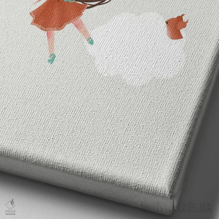 تابلو مینیمال دختر میان ابرها اثر کانزیلو - نمای نزدیک بافت بوم