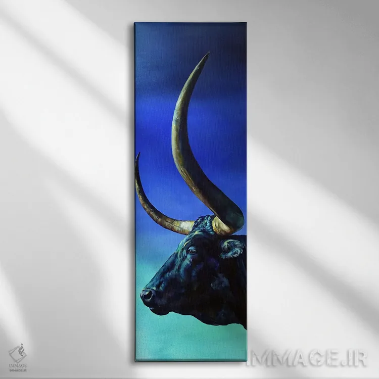 تابلو دکوراتیو آبی روی آبی اثر رابرت پانکی - نمای روبهرو روی دیوار