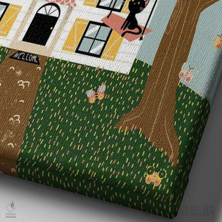 تابلو دکوراتیو خانه زیبا اثر کانزیلو - نمای نزدیک بافت بوم