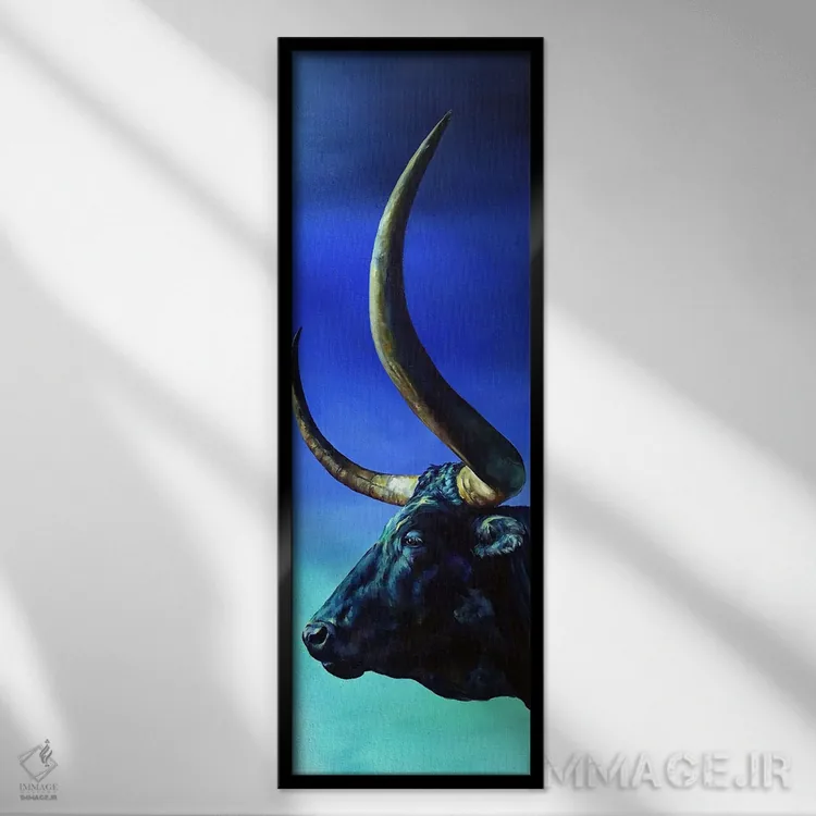 تابلو دکوراتیو آبی روی آبی اثر رابرت پانکی - نمای قابدار مشکی