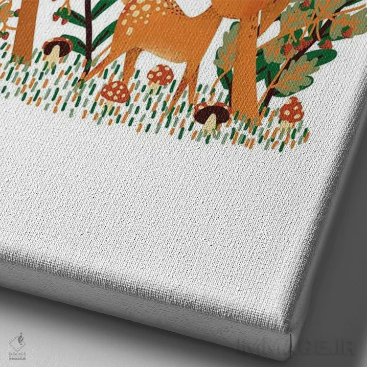 تابلو دکوراتیو گوزن ماده و فرزندش اثر کانزیلو - نمای نزدیک بافت بوم