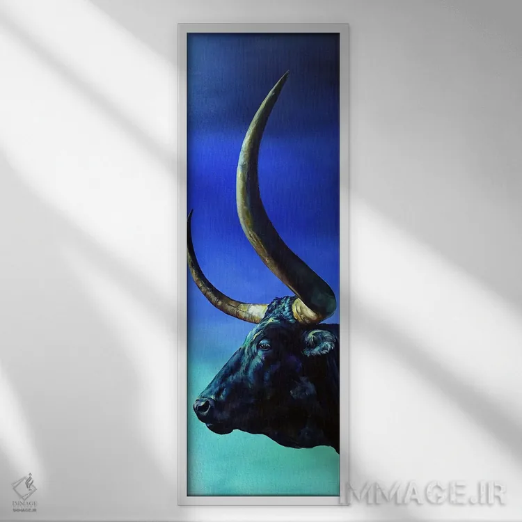 تابلو دکوراتیو آبی روی آبی اثر رابرت پانکی - نمای قابدار سفید